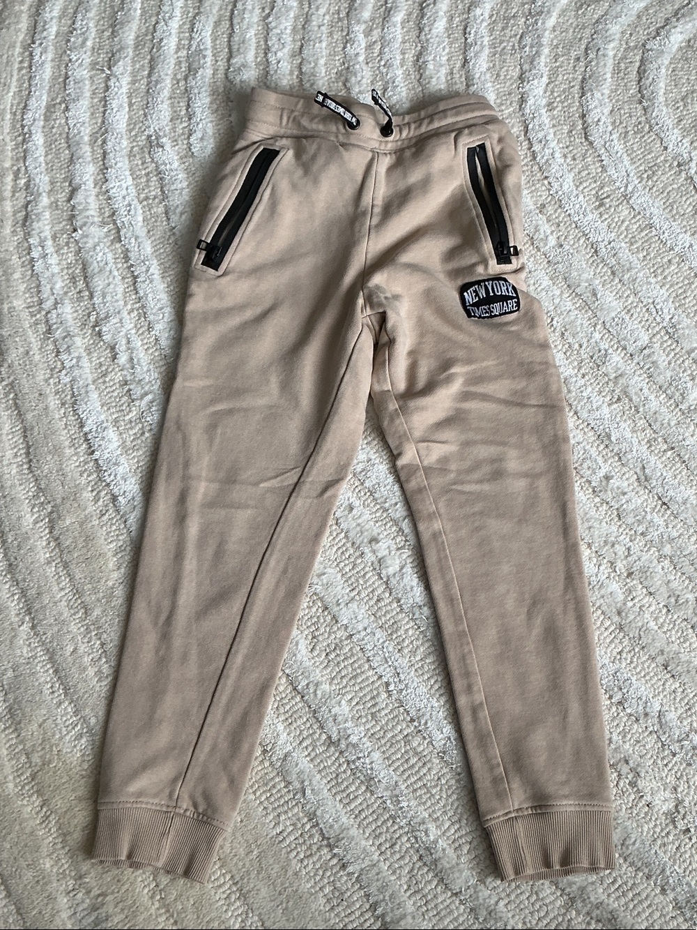Tan Jogger Pants with Black Trim